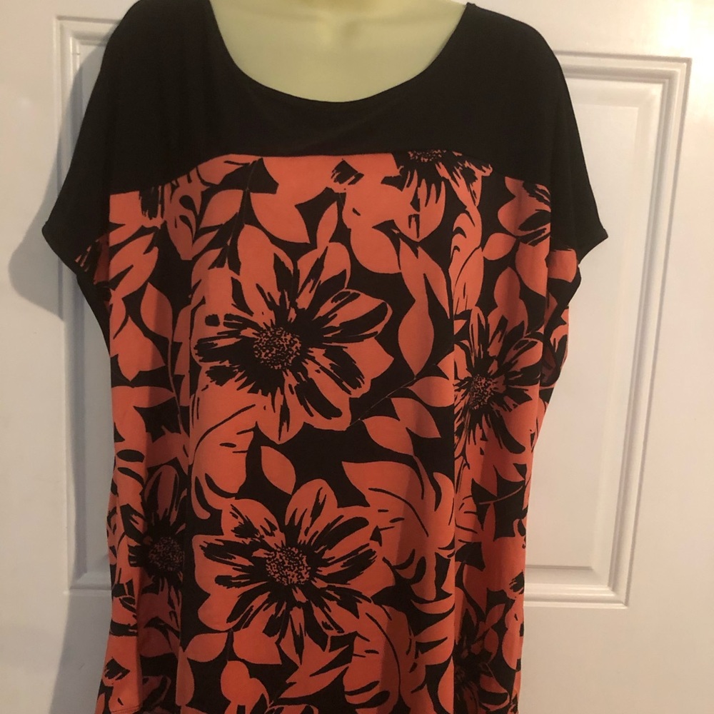 3XW peach and black blouse by PerSeption Women